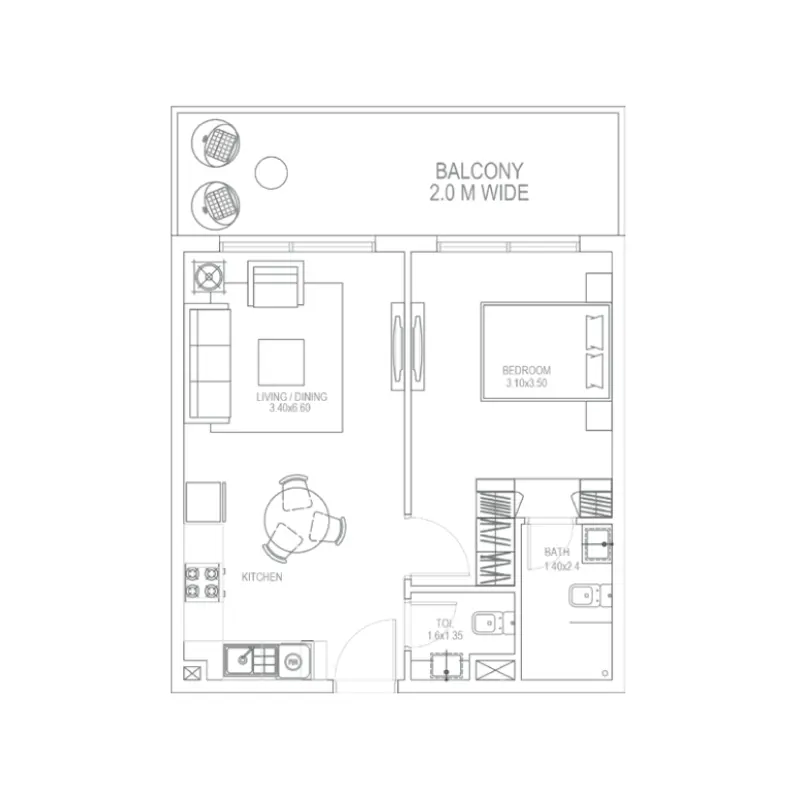 1 bedroom floor plan