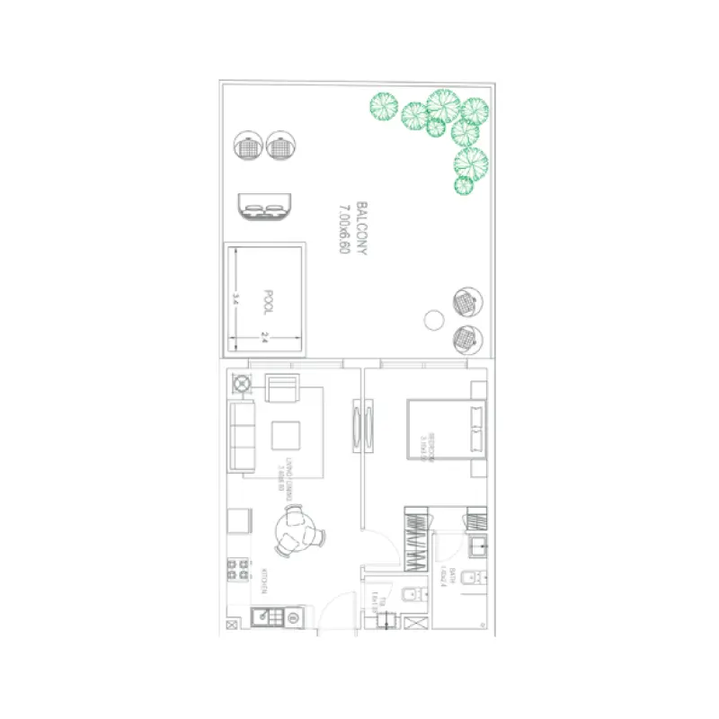 1 bedroom floor plan