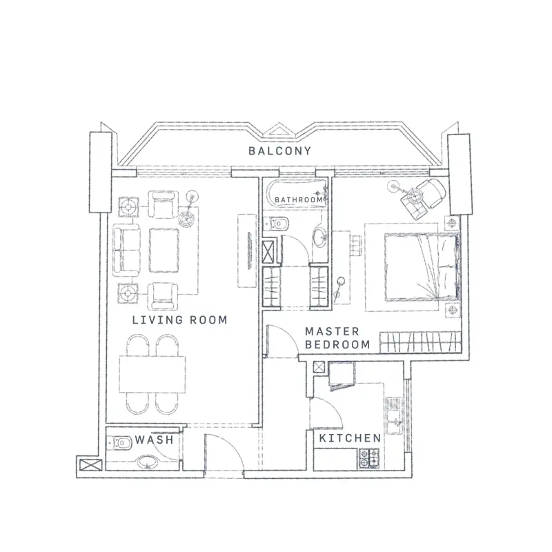 1 bedroom floor plan