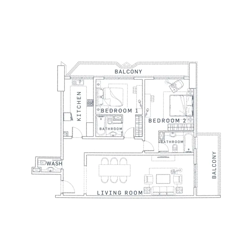 2 bedroom floor plan