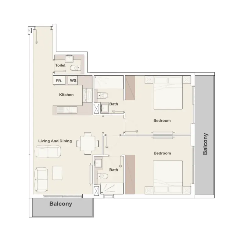 2 bedroom floor plan