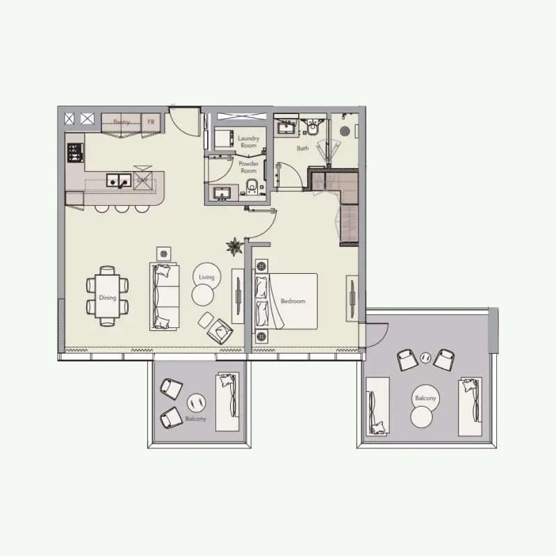 1 bedroom floor plan