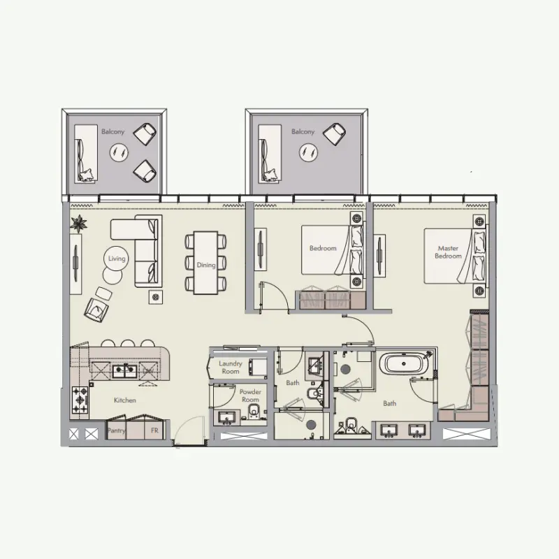 2 bedroom floor plan
