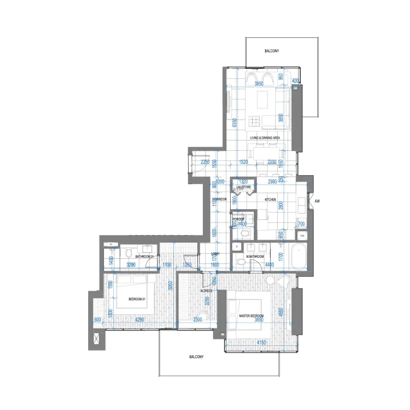 2 bedroom floor plan