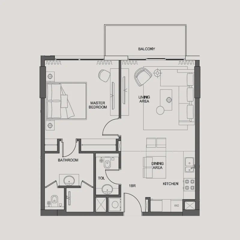 1 bedroom floor plan