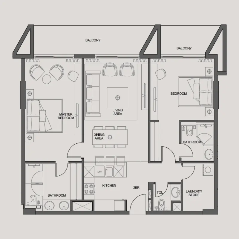 2 bedroom floor plan