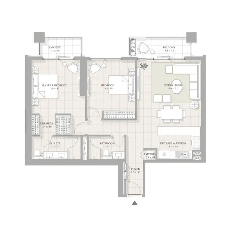 2 bedroom floor plan
