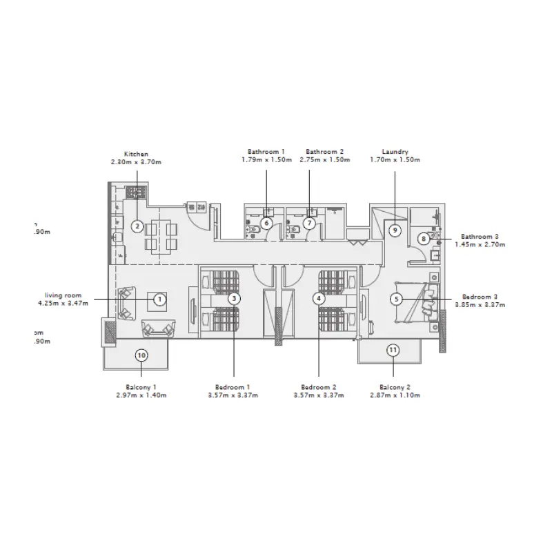 3 bedroom floor plan