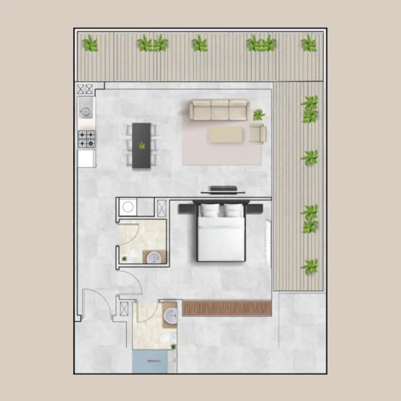 1 bedroom floor plan