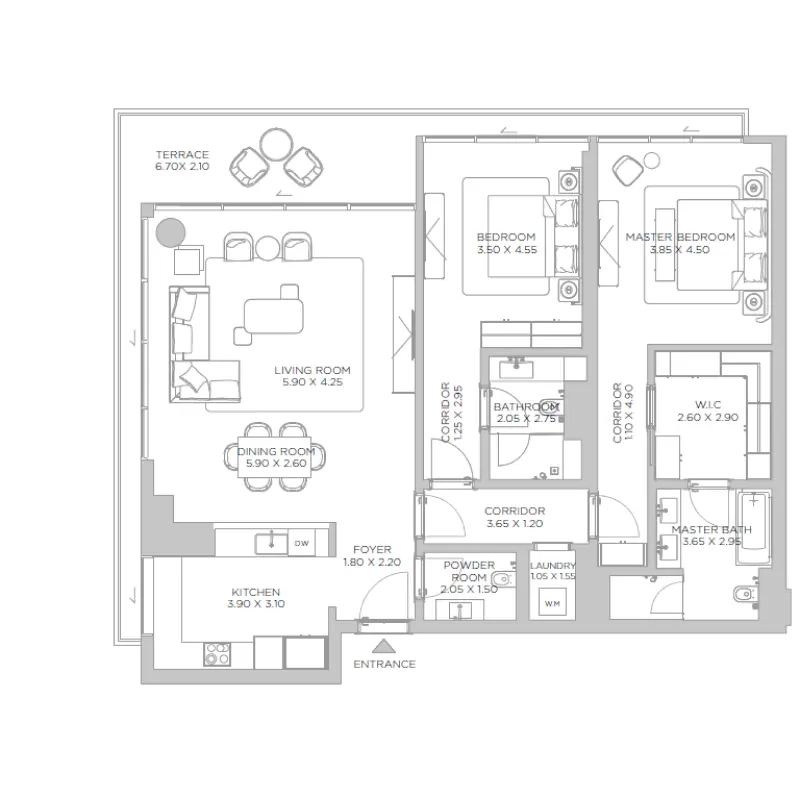 2 bedroom floor plan