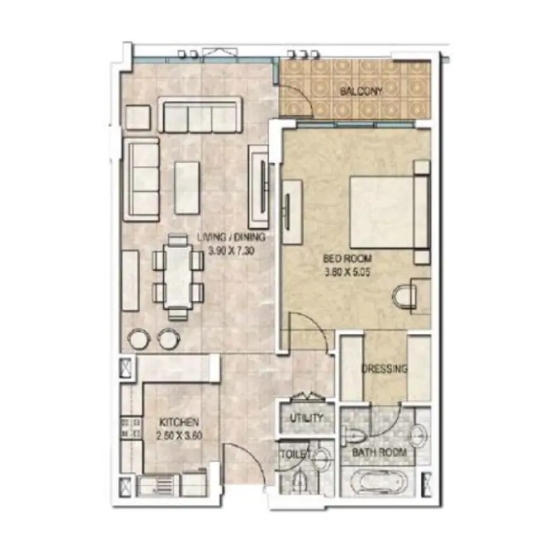 1 bedroom floor plan