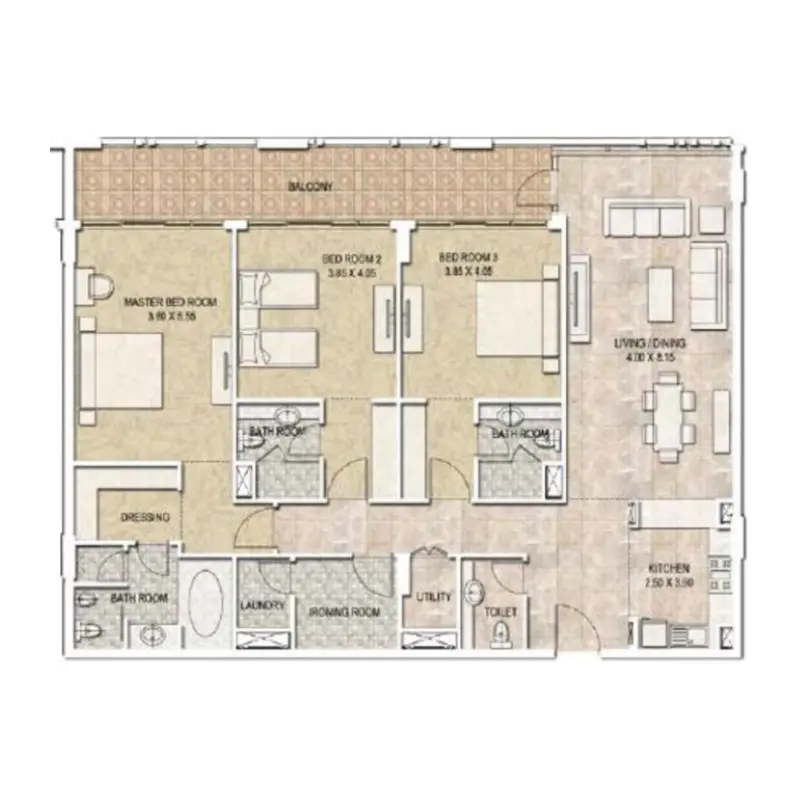 3 bedroom floor plan
