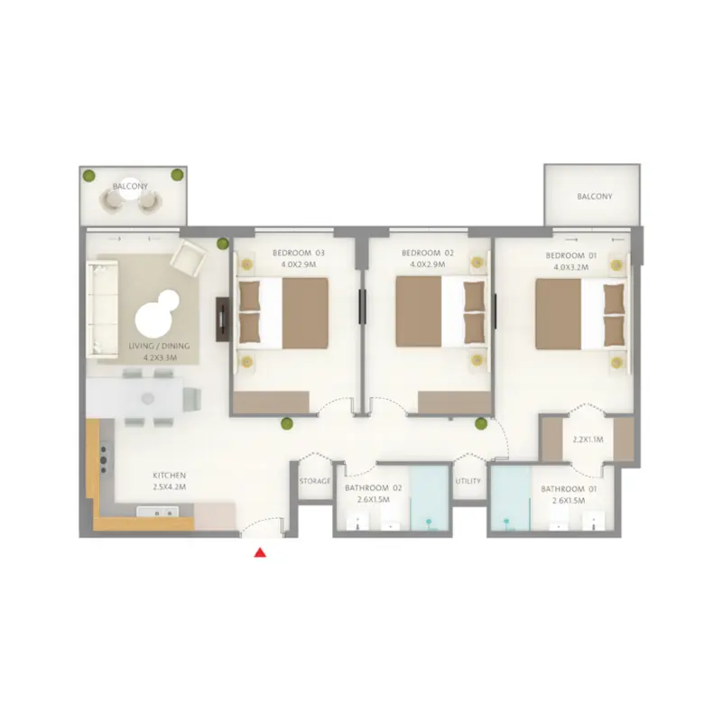 3 bedroom floor plan