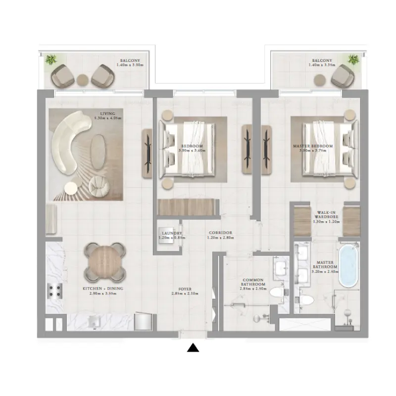 2 bedroom floor plan