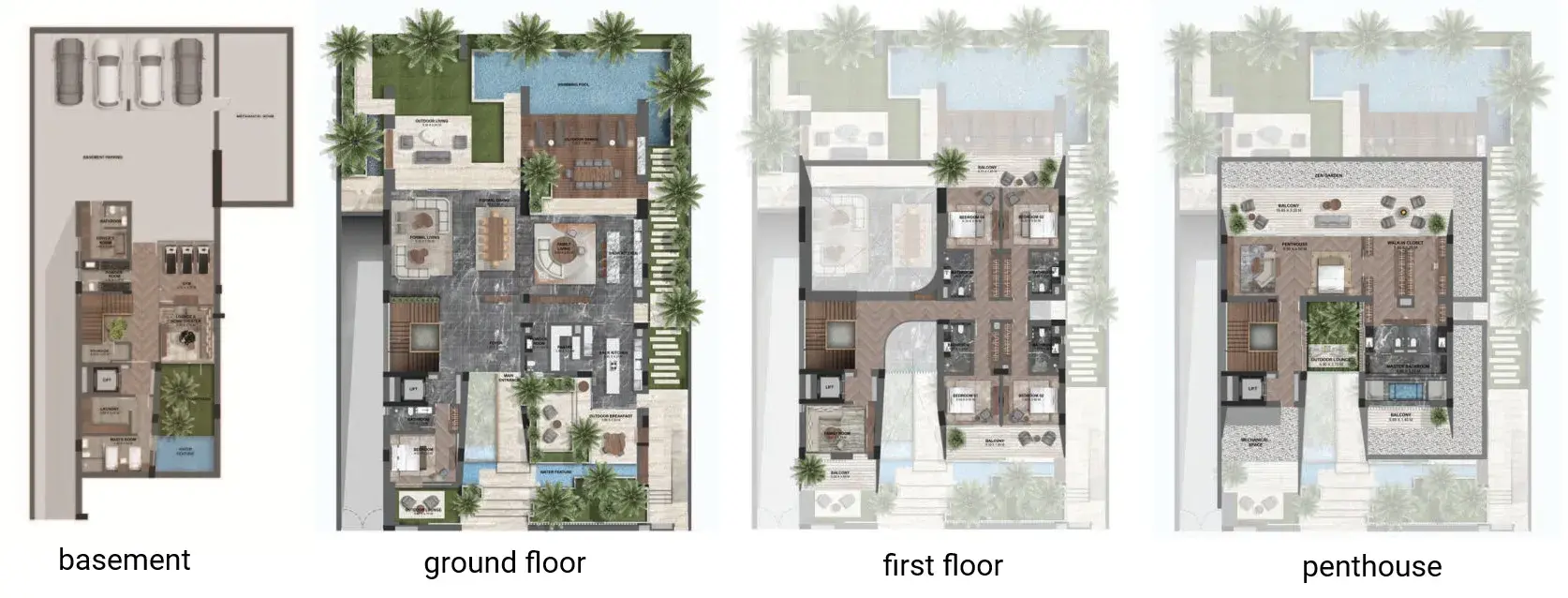 6 Bedrooms villa - Serenity Mansions floor plan