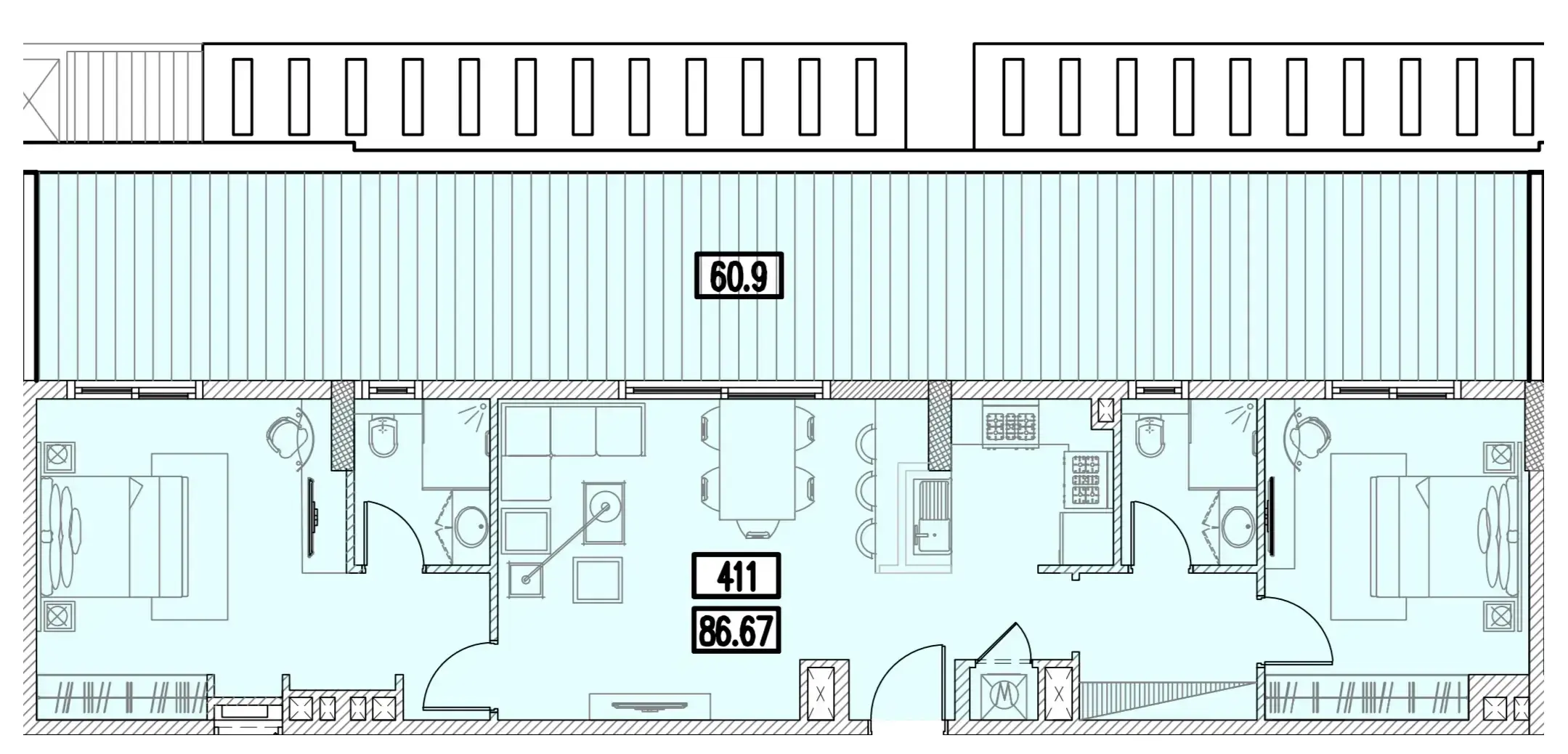 2 Bedrooms apartments - Izzzi.LifeMINT floor plan