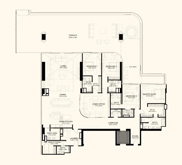 4.5 bedrooms apartments - Orla Dorchester Collection floor plan