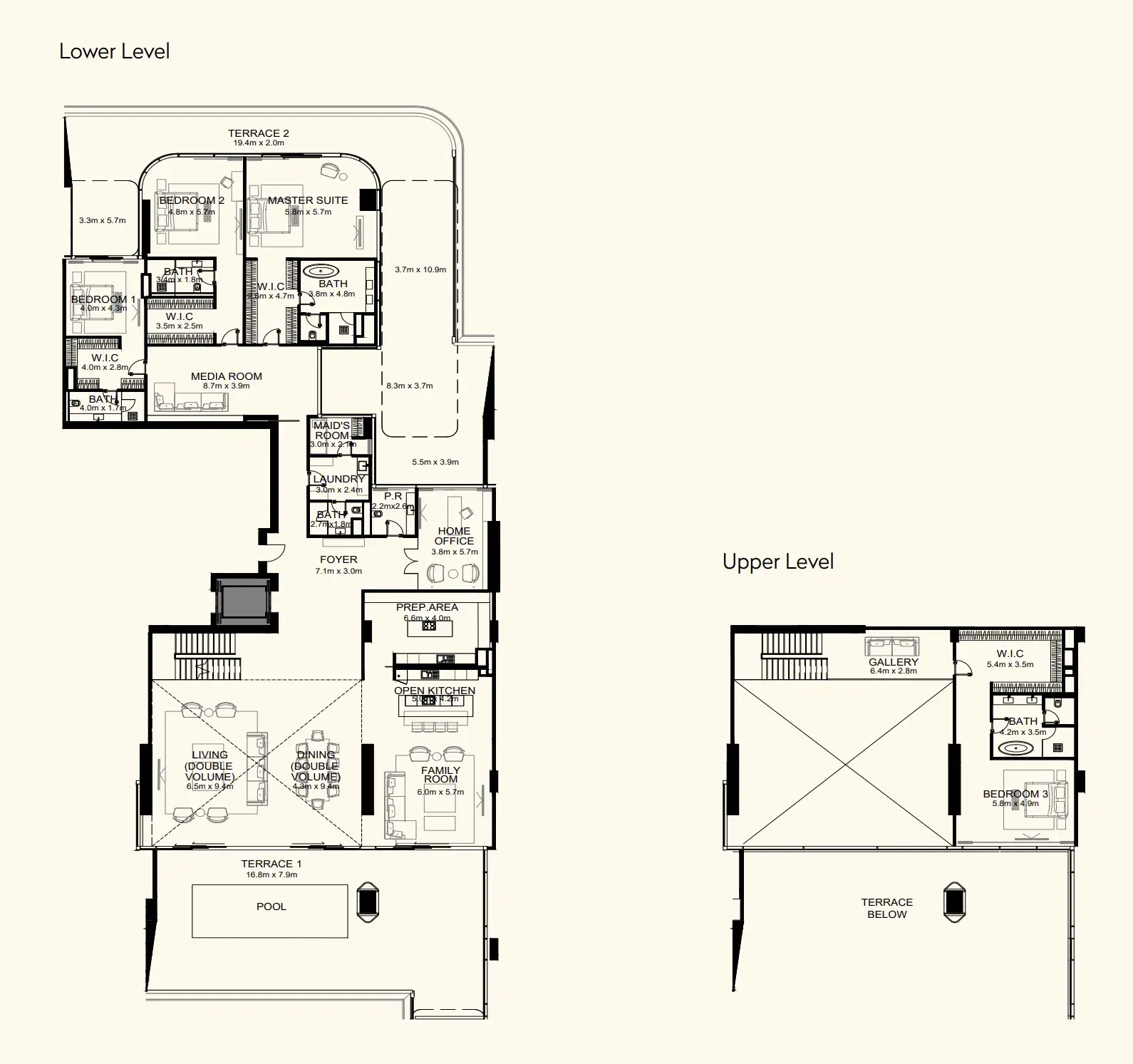 4.5 bedrooms duplex - Orla Dorchester Collection floor plan