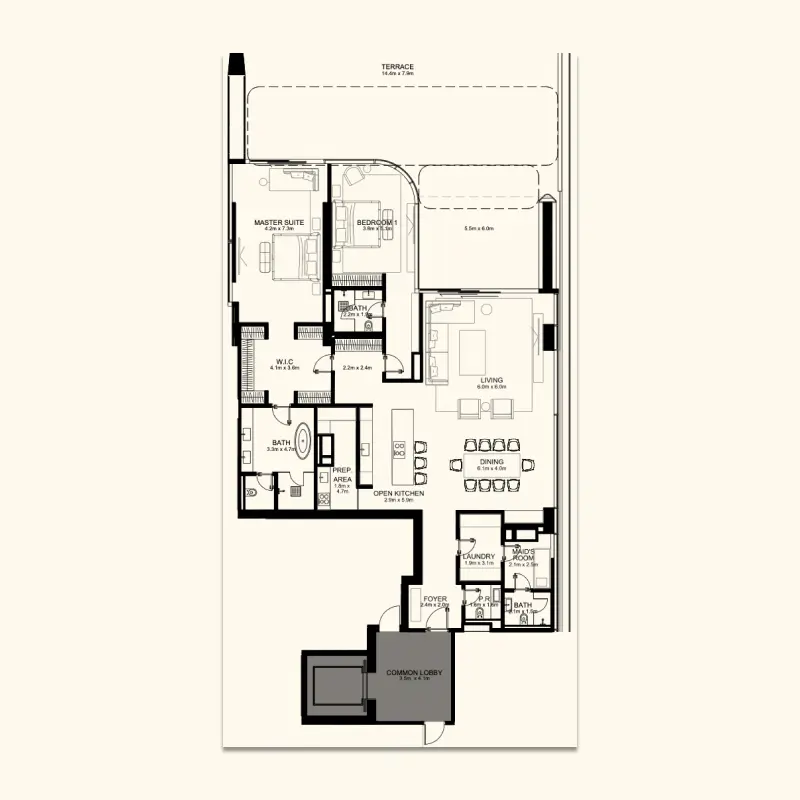 2 bedroom floor plan