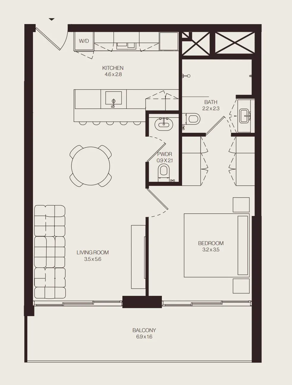 1 Bedroom apartments - The Weave – Al Ghurair floor plan