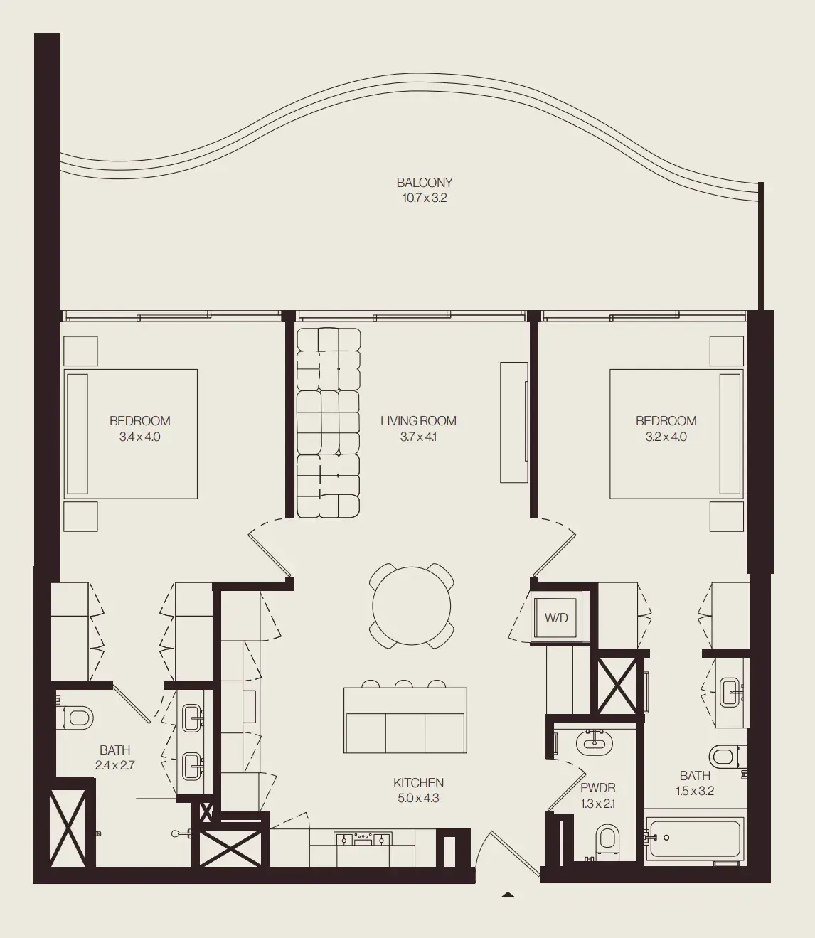2 Bedrooms apartments - The Weave – Al Ghurair floor plan
