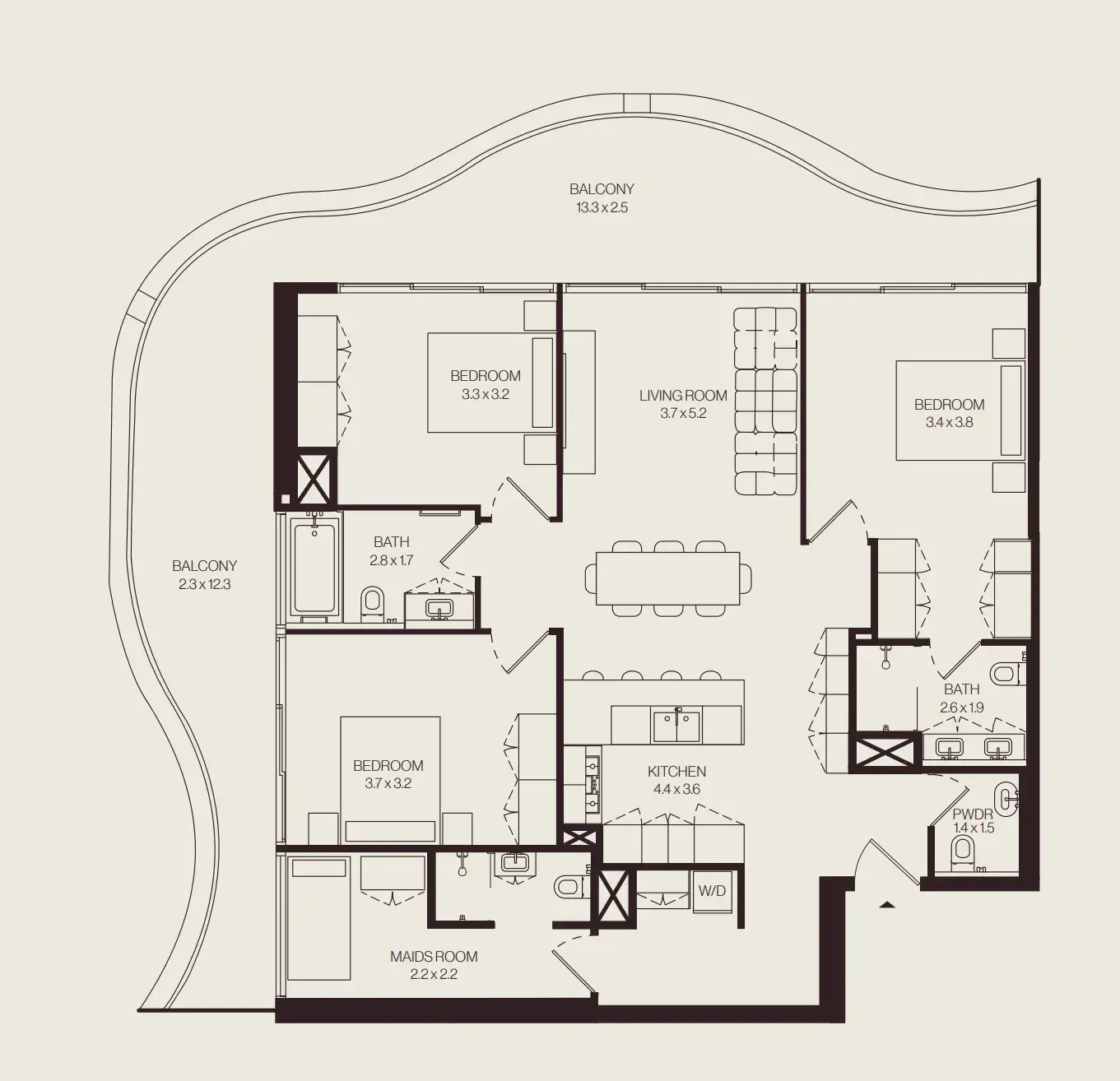 3.5 bedrooms apartments - The Weave – Al Ghurair floor plan