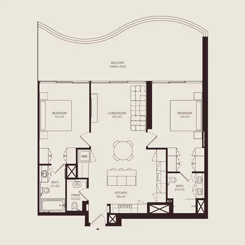 2 bedroom Apartments -  The Weave – Al Ghurair
 floor plan