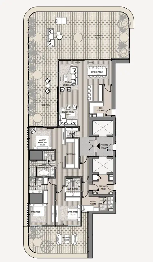 3.5 bedrooms apartments - Vela Viento floor plan