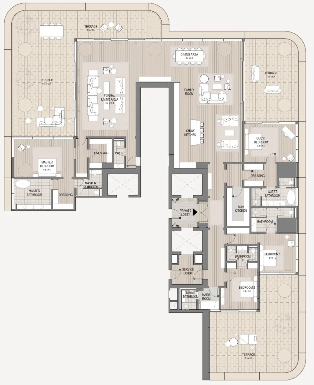 4.5 bedrooms apartments - Vela Viento floor plan