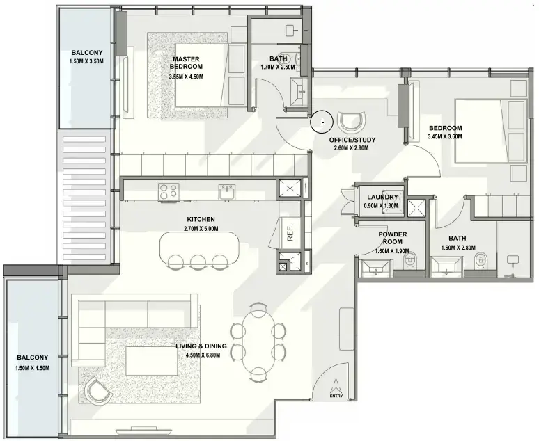2 Bedrooms apartments - Allegro Residences floor plan
