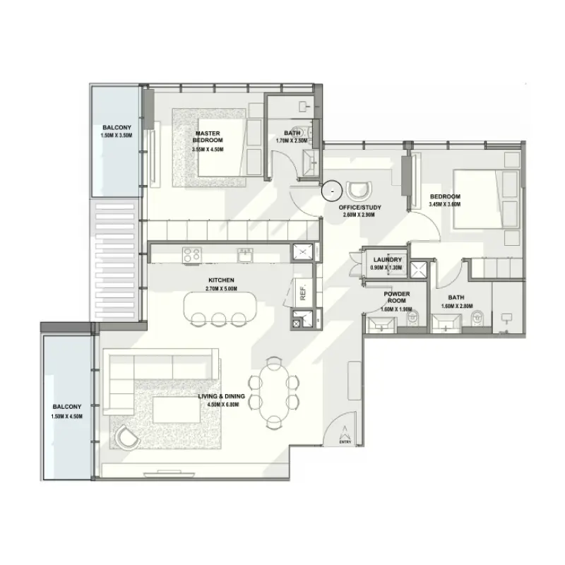 2 bedroom floor plan