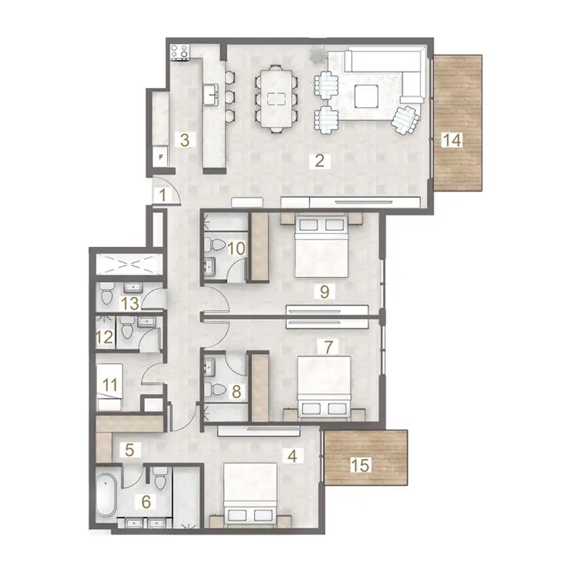 3 bedroom Apartments -  Avenue Residence 8 floor plan