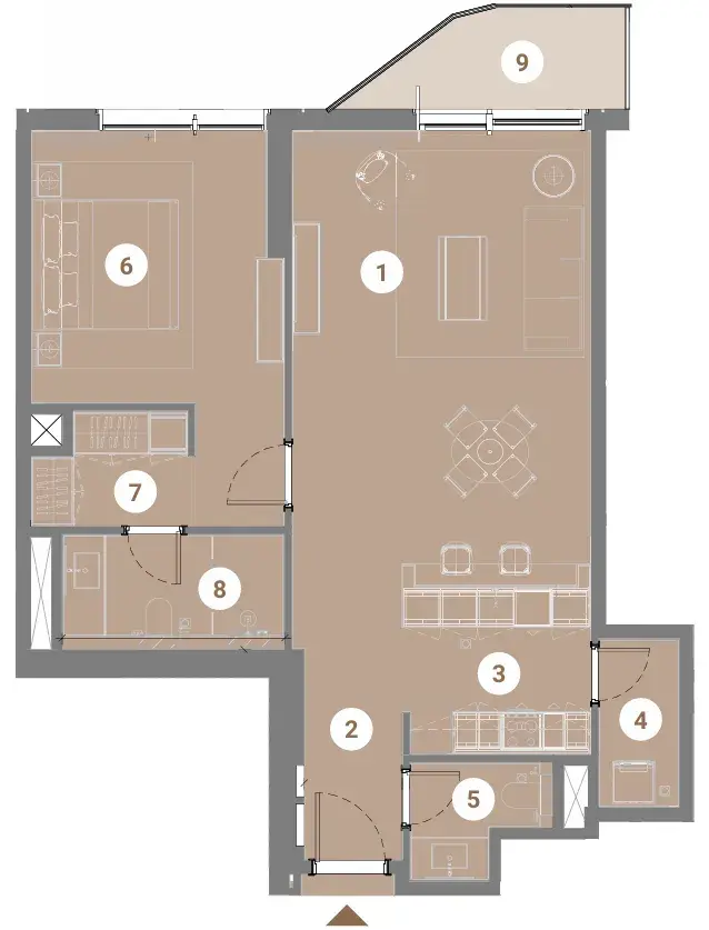 1 Bedroom apartments - Takaya floor plan