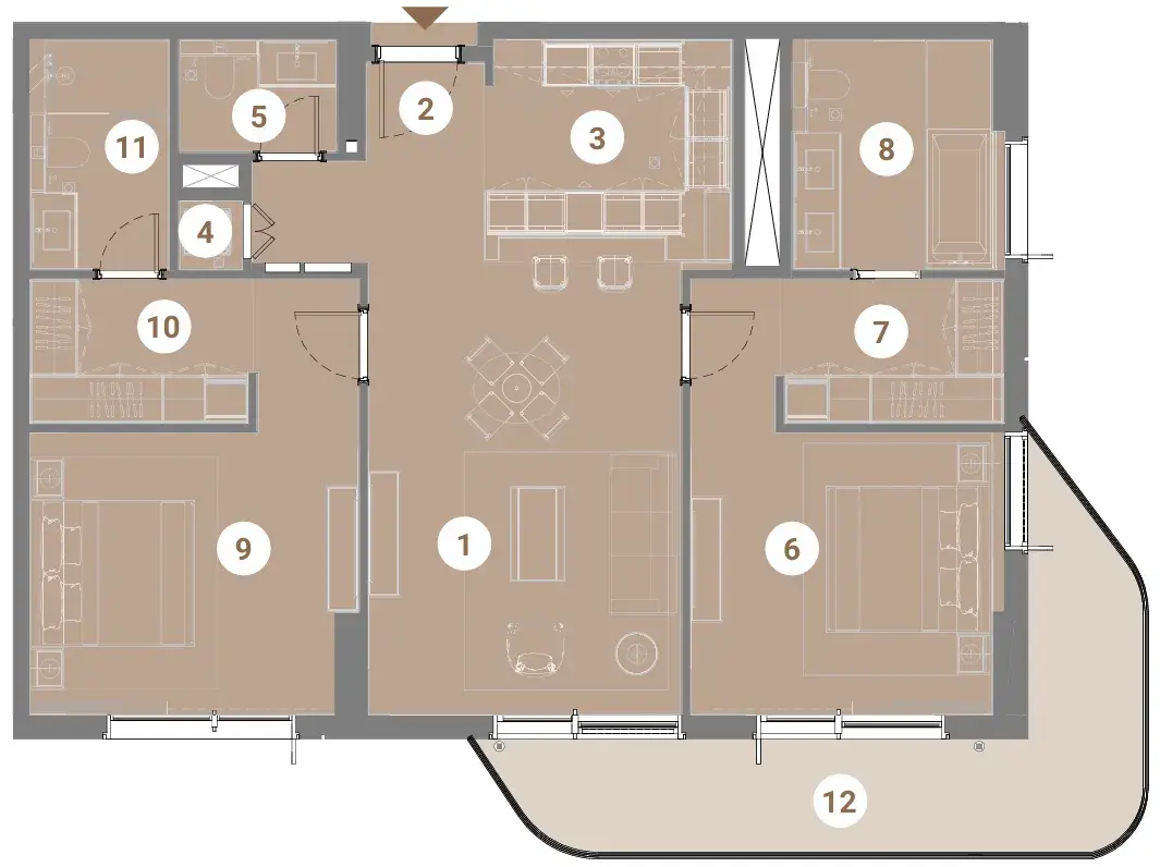 2 Bedrooms apartments - Takaya floor plan