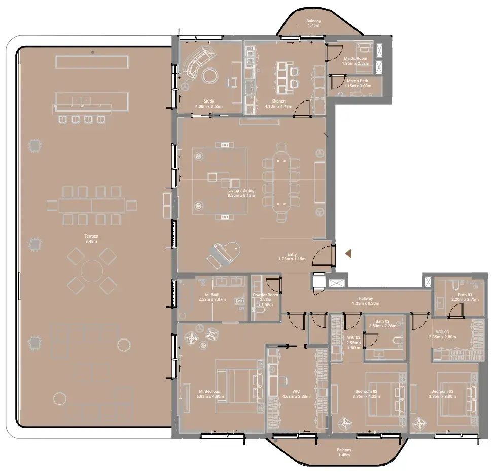 3 Bedrooms penthouse - Takaya floor plan