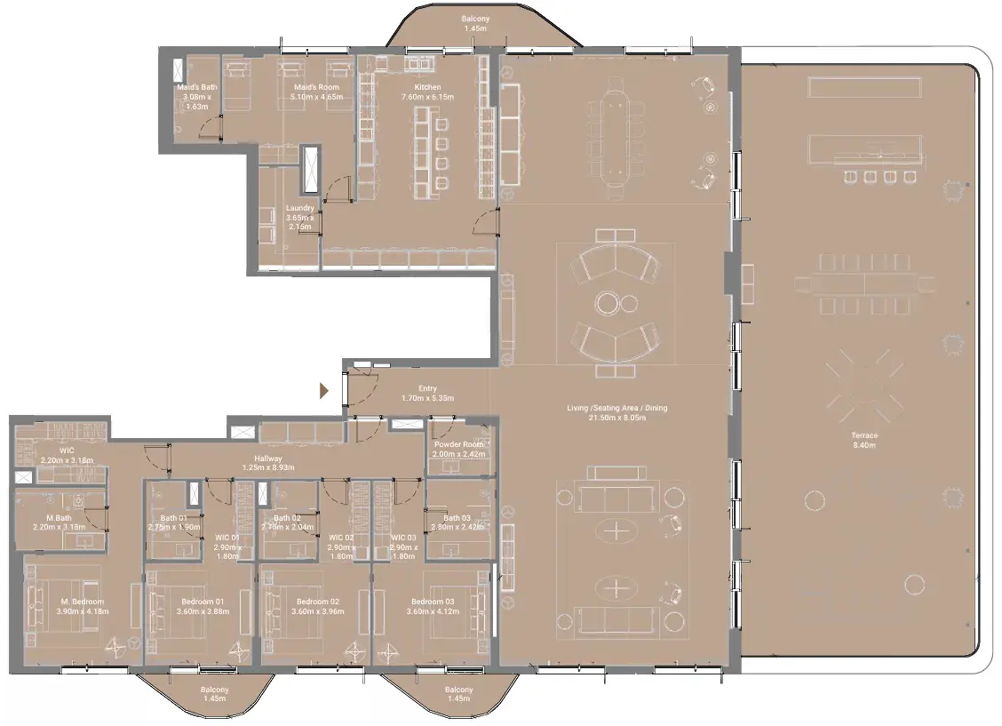 4 Bedrooms penthouse - Takaya floor plan