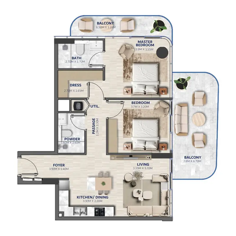 1,5 bedroom Apartments -  Vedaire Residences floor plan
