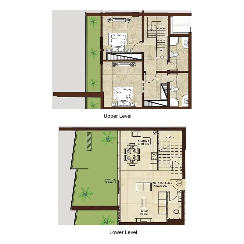 2 Bedrooms duplex - Gateway by Premier Choice floor plan