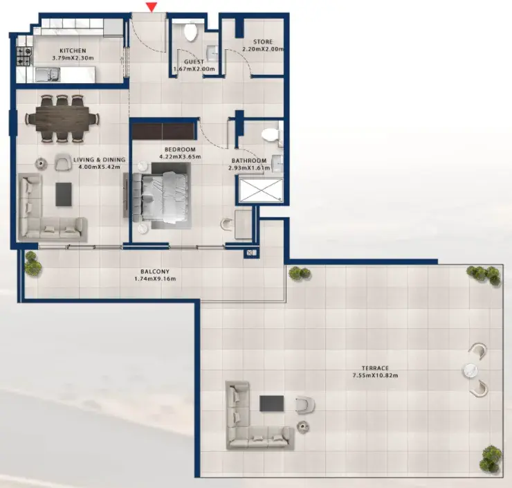 1 Bedroom apartments - Asayel Apartments at MJL floor plan