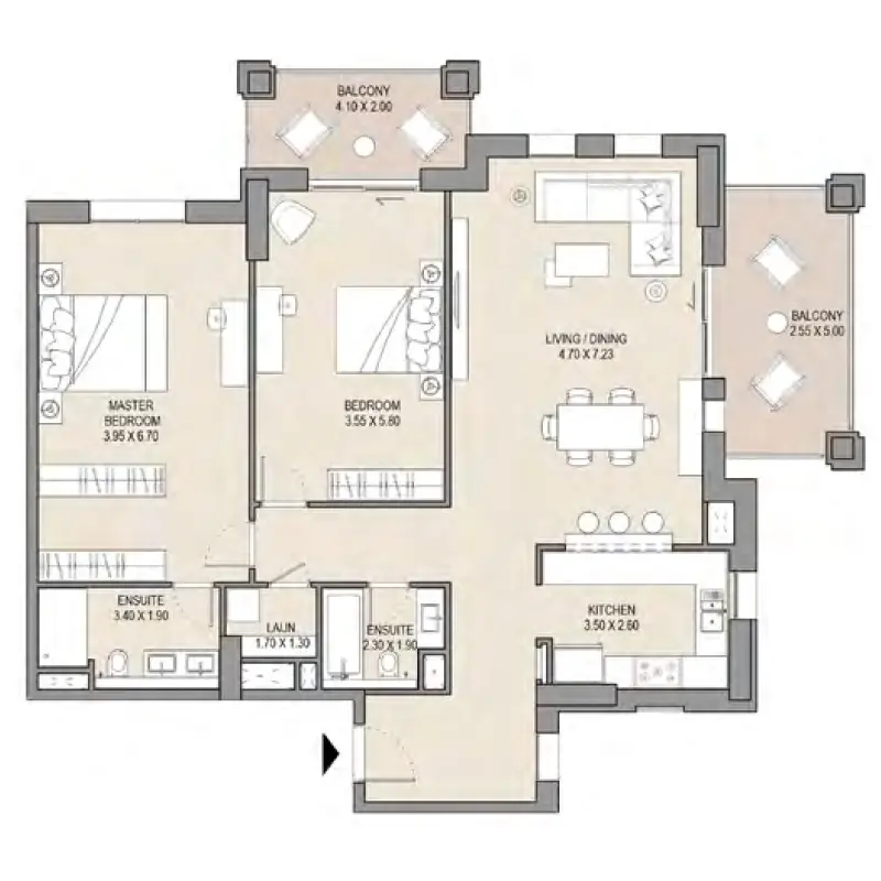 2 bedroom floor plan