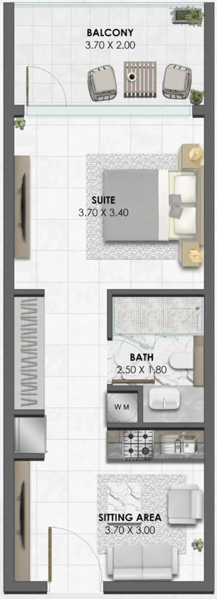 Studio apartments - Waref Residences floor plan