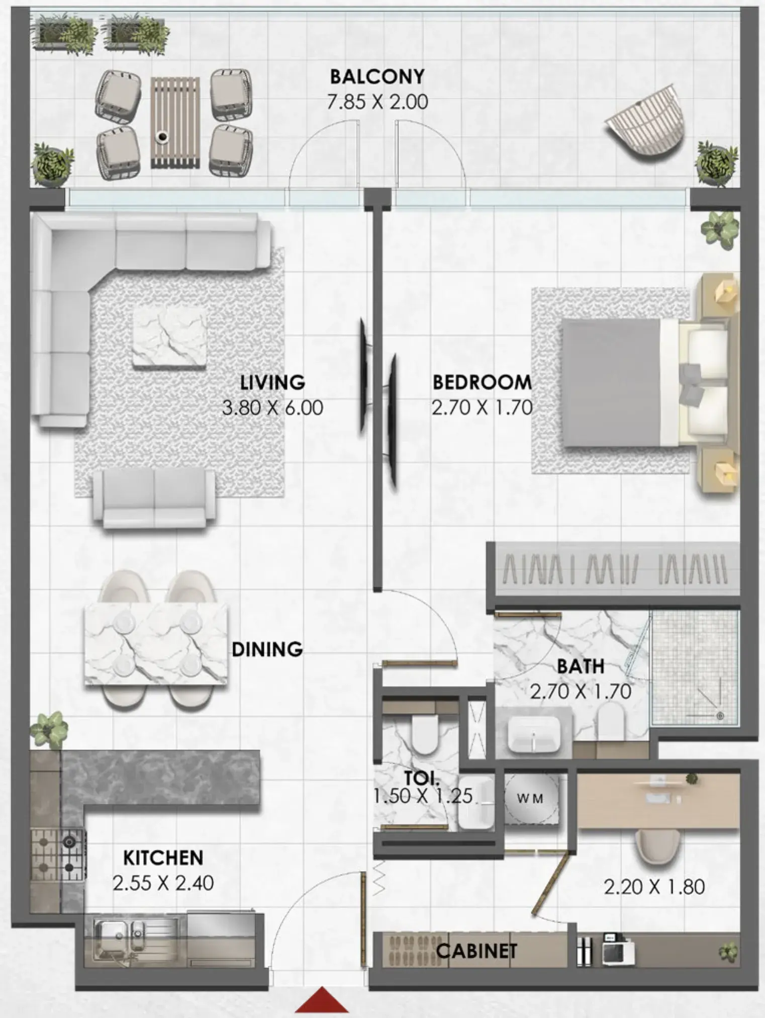1 Bedroom apartments - Waref Residences floor plan