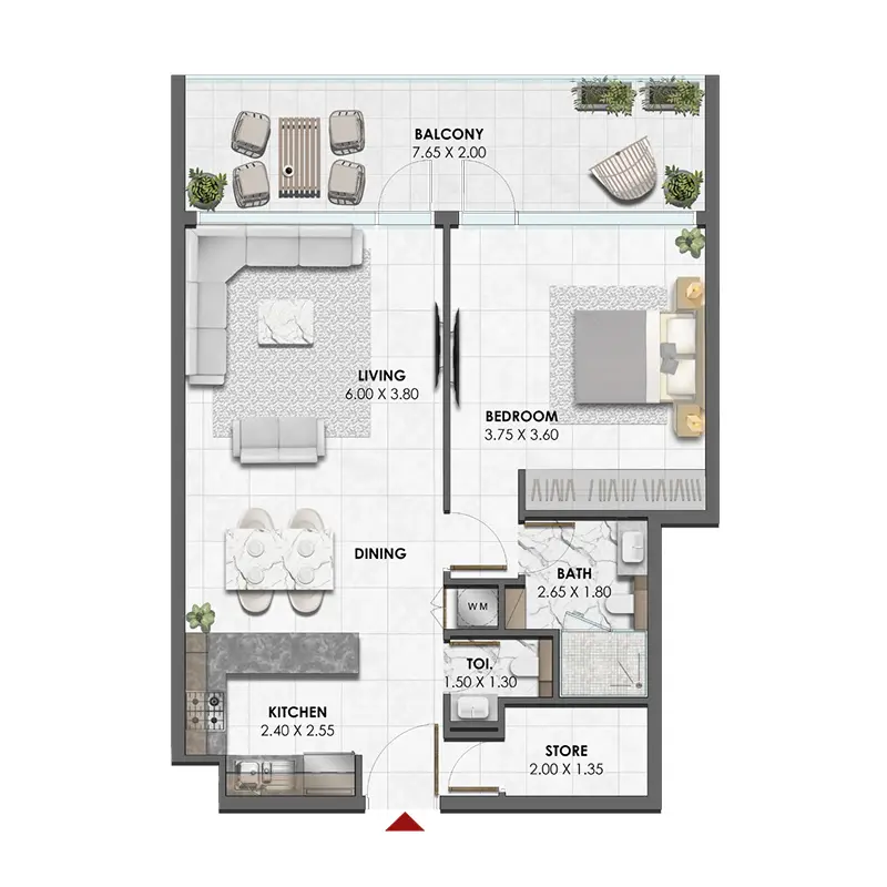 1 bedroom Apartments -  Waref Residences floor plan