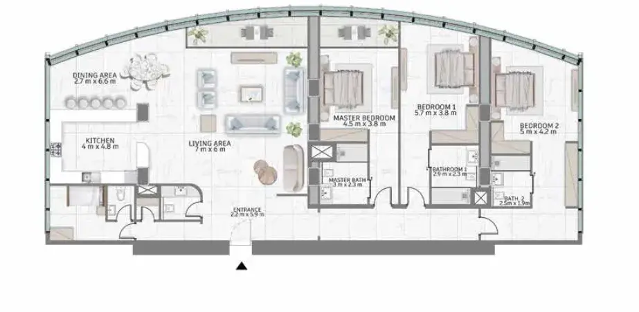 3 Bedrooms penthouse - Al Habtoor Tower floor plan