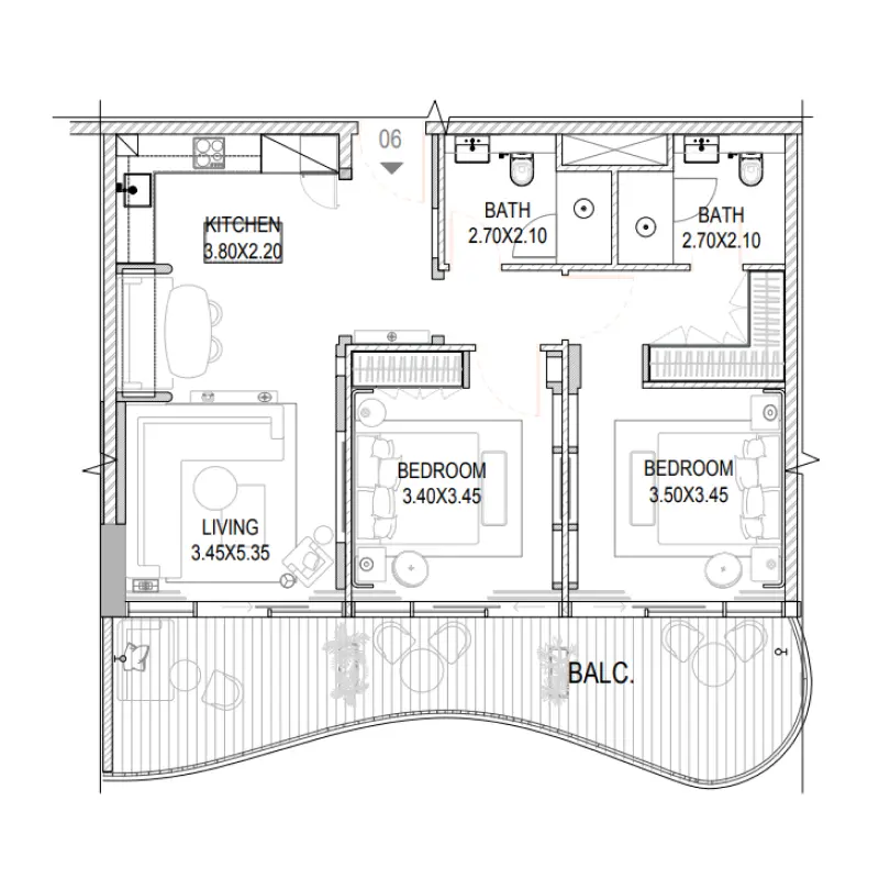2 bedroom floor plan