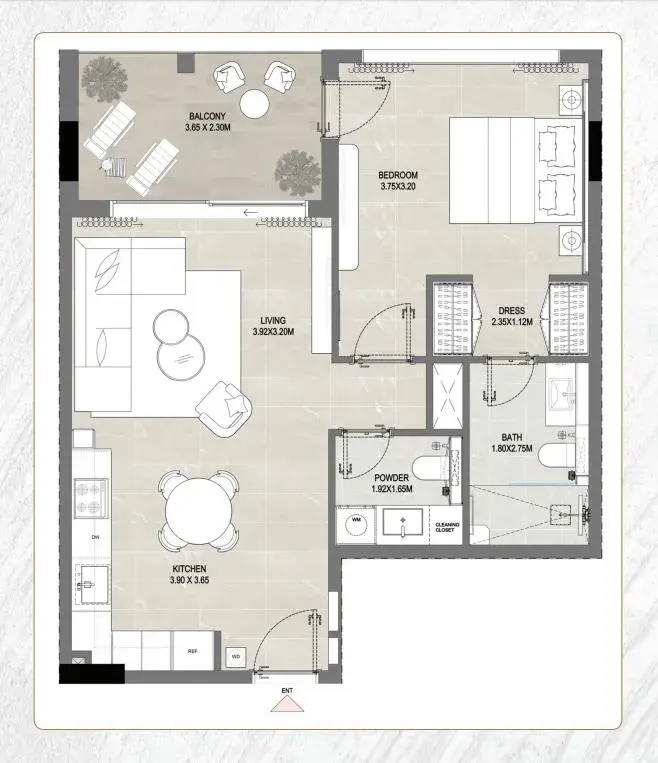 1 Bedroom apartments - Amber by Enso floor plan
