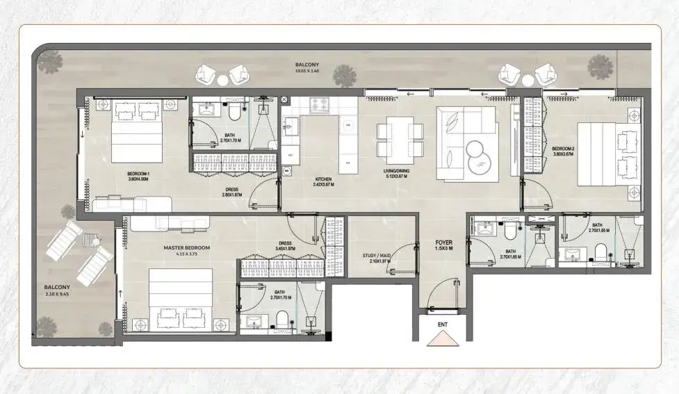 3 Bedrooms apartments - Amber by Enso floor plan
