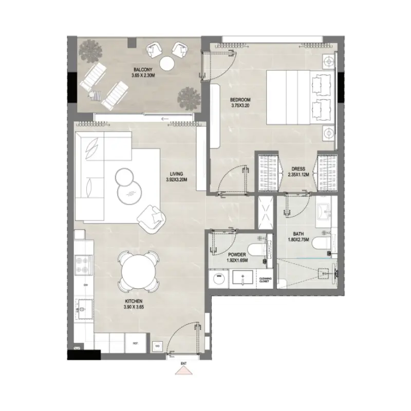 1 bedroom floor plan