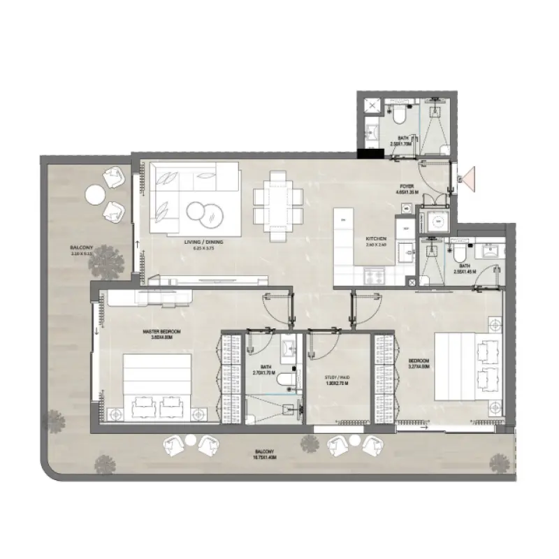 2 bedroom floor plan
