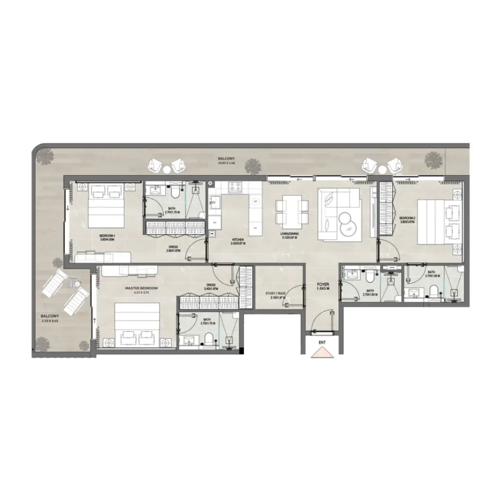 3 bedroom floor plan
